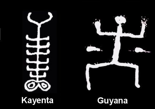 Pictograma de Kayenta, muy representado por todo el mundo (izquierda) y el famoso petroglifo "stickman" (derecha)
