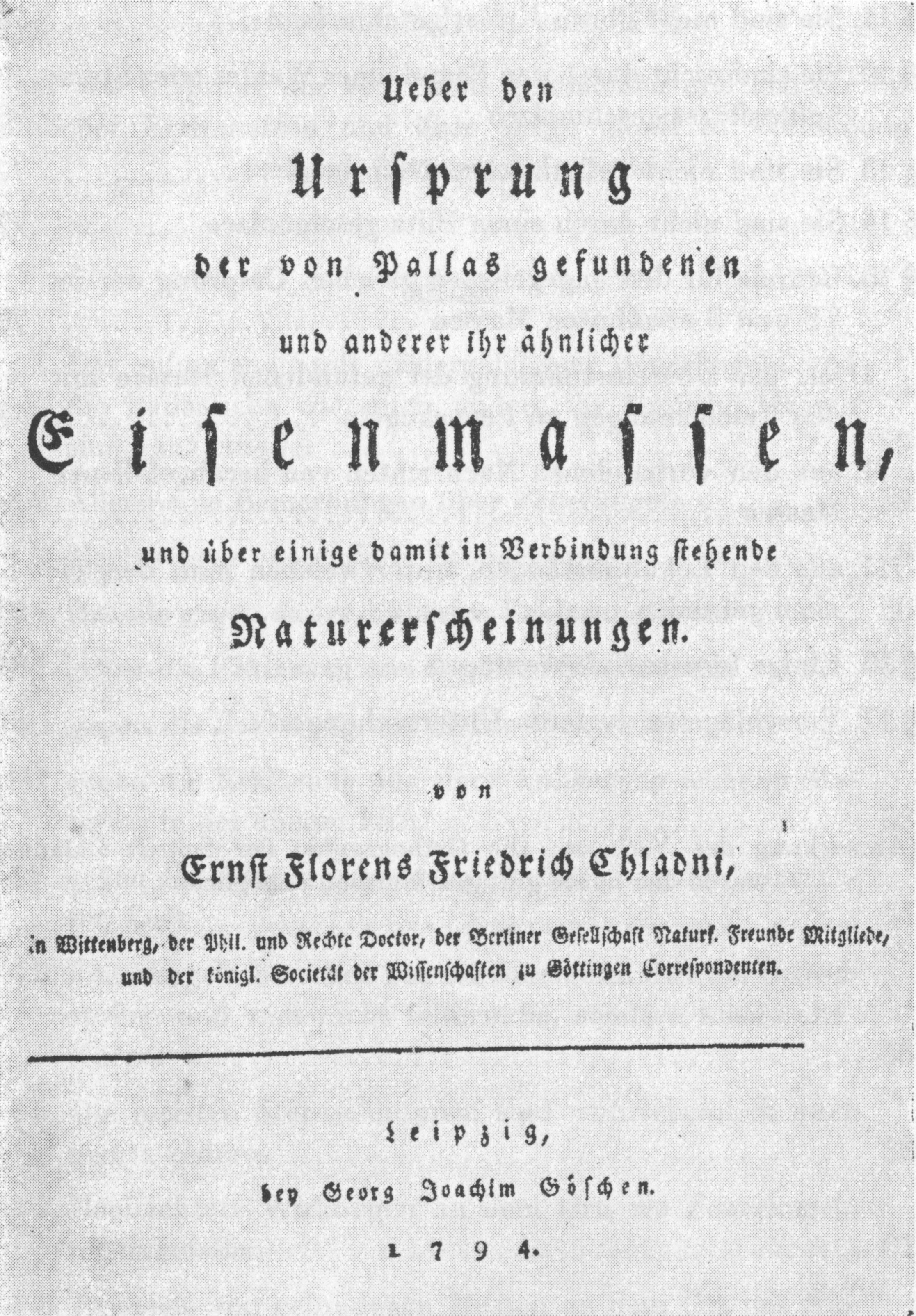 Ursprung der Meteorite (portada)